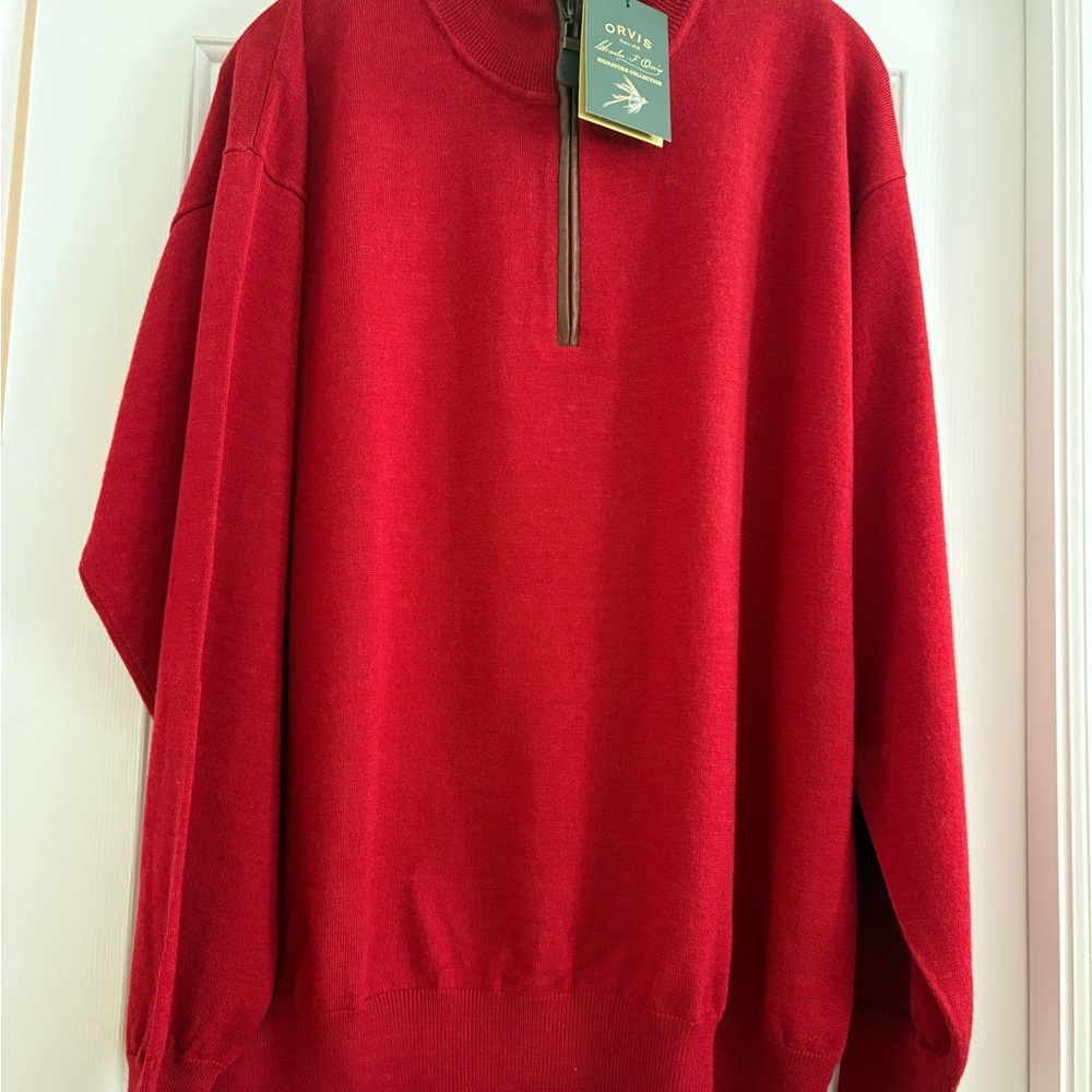 Orvis Men's Zip-Up Sweater in Vibrant Red